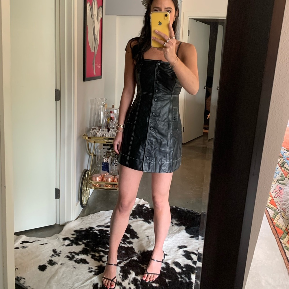 Ganni Leather Mini Dress NWT sz XS - Picture 7 of 8